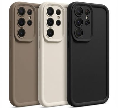 Zwart beige taupe telefoon hoesje set van 3 geschikt voor Samsung Galaxy S25 Ultra dames en heren backcover case met matte afwerking, schokbestendig ontwerp en verhoogde camerabescherming