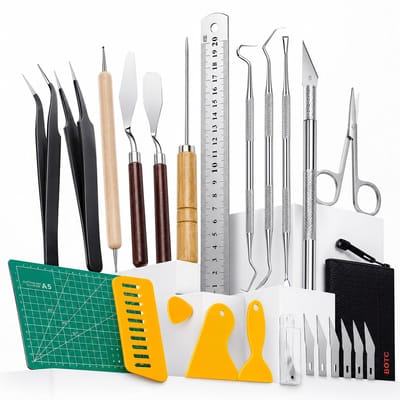BOTC Vinyl Snijset 28 Stuks – Complete Plottergereedschap Set met A5 Snijmat, Weeding Tools, Scalpelset & Hobbymes – Voor Cricut, Silhouette Cameo, Vinylfolie & Knutselprojecten