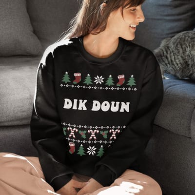 Groningen Kersttrui Zwart Dik Doun Candy Cane - Maat XS - Uniseks Fit - Kerstkleding Voor Dames & Heren