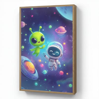 Nachtlampje 60x90 cm - Kinder lamp - Alien - Astronaut - Ruimte - Planeten - Tafellamp kinderkamer draadloos - Slaapkamer lampje - Bedlamp kinderen - Kinderlampje - Wandlamp babykamer - Nachtlampjes