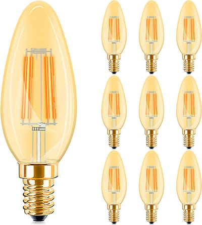 Voordeelpak 10x LED Lamp E14 Kaars Filament - Kingtron - Amber 4W 360lm - 822 Zeer Warm Wit 2200K - C35 - Dimbaar | Vervangt 32W