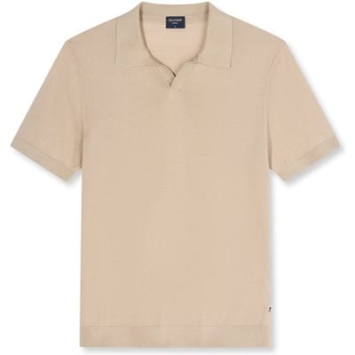 OLYMP modern fit gebreide polo katoen met lyocell - korte mouw - beige