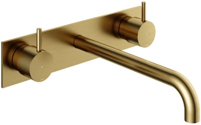 Hotbath Cobber - Wastafelmengkraan - zonder Waste - Laag - Geborsteld Messing PVD - Inbouw - Messing - V14