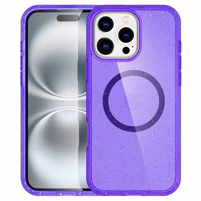 imoshion Hoesje - Geschikt voor Apple iPhone 16 Pro - Sparkle Backcover geschikt voor MagSafe - Glitter Paars