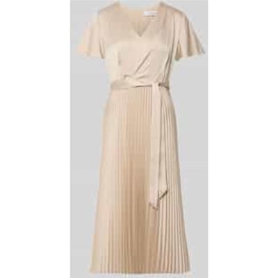 Satin V-hals jurk met volantmouwen en strikceintuur dames COMMA