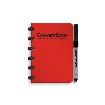Correctbook A6 Uitwisbaar Notitieboek – Herbruikbaar schrift – Horizon Red – Gelinieerd – Inclusief pen & wisdoekje – Aanvulbaar met extra pagina’s