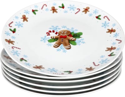 Set van 6 Candyman porseleinen dinerborden
