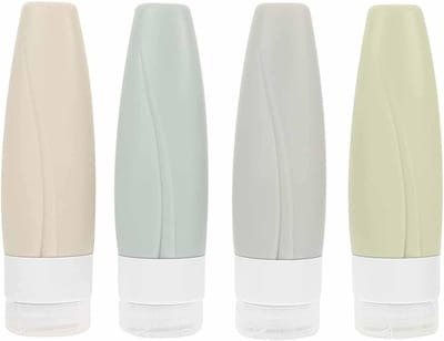 Famanu – Lekvrije reiscontainers en reis-toiletartikelset - siliconen reisflessen - draagbare reispotjes voor shampoo - crème - spoeling - lotion - lichaamsverzorging met transparante toilettas