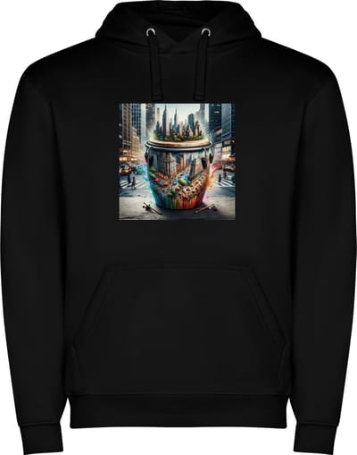 Zwarte unisex hoodie met “ Kleurrijke Bongo drums – Afrikaans – Dansen – Muziek “ Print Full Color Color merk Roly maat S