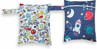 Waterdichte Luiertassen Set van 2, 20 x 25 cm, Herbruikbare Babyopslag met Handvat en Drukknop, Ideaal voor Kinderwagens, Wasbaar en Praktisch