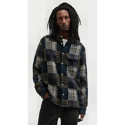 AllSaints Hopton Ls Shirt Khaki Green Größe: XS | Casual hemden Outlet | Herren | Braun