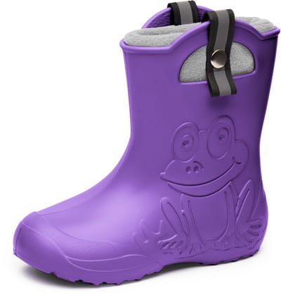 Ladeheid Kinder Regenlaarzen – Lichtgewicht Rubberen – Laarzen – Thermovoering – Meisjes – Jongens – Antislip – Regenlaarzen – Kinder – Lila – 32/33 - LA-CA-Frog245