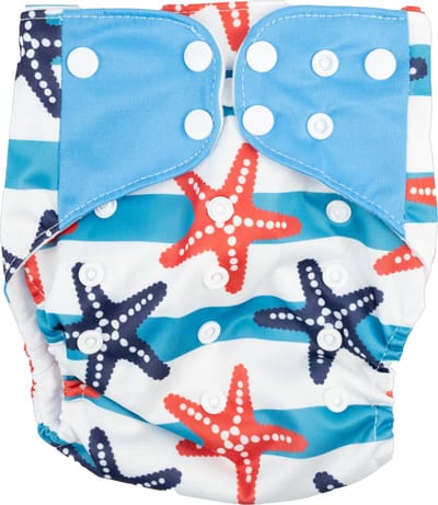Honeybears – Zwemluier wasbaar – Baby zwemluiers – Wasbare & Verstelbare zwemluier – Zwemluier baby - Blauw met zeesterren – 0-3 jaar
