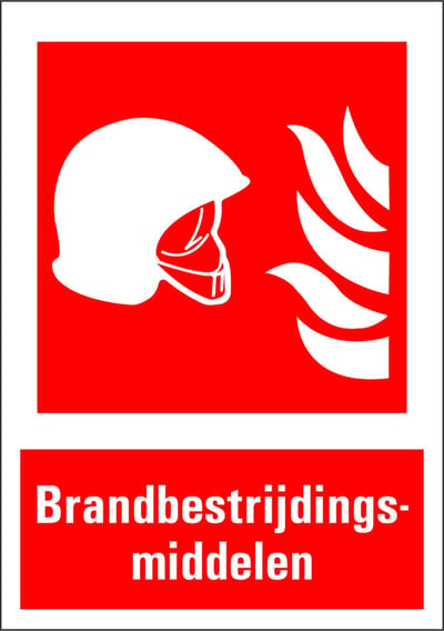 Brandbestrijdingsmiddelen sticker met tekst 210 x 297 mm