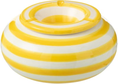 J-Line asbak Granada Stripes - keramiek - wit/geel - large