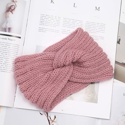 New Age Devi - Winter Fashion Haarband - Roze Hoofdband Oorwarmers -