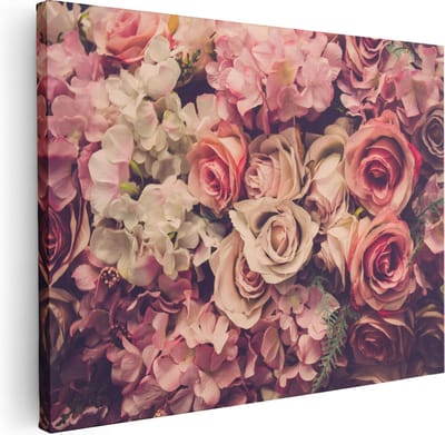 Artaza Canvas Schilderij Bloemen - 40x30 cm - Klein - Wanddecoratie Rozen - Muurdecoratie Woonkamer - Kamer Accessoires Romantisch
