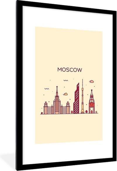 Fotolijst incl. Poster - Moskou - Rusland - Skyline - 80x120 cm - Posterlijst