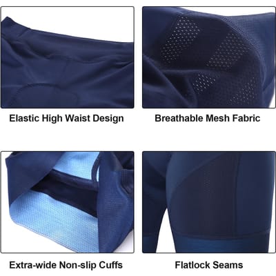 Shorts de cyclisme pour femmes Taille haute Rembourrés Vélo Cyclisme Shorts Respirants Entraînement Actif Shorts Collants