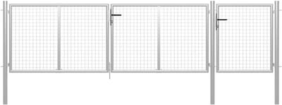 vidaXL Tuinpoort 400x75 cm Staal Zilverkleurig Tuinhek Toegangspoort Hek Poort