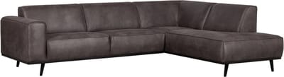 WOOOD Statement Hoekbank Rechts - Lederlook - Donkergrijs - 77x274x210