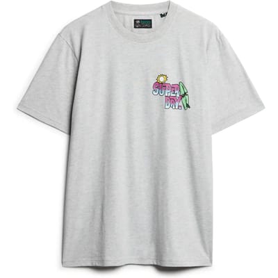 Superdry Neon Travel T-shirt met Losse Pasvorm Lichtgrijs Grootte: M