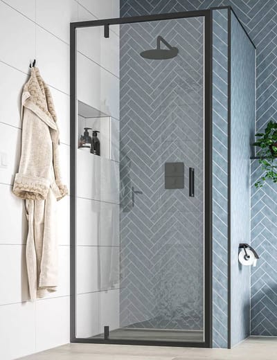 Saqu Rambla Douchedeur - Draaideur 90x200 cm - Mat Zwart - Veiligheidsglas