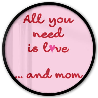 Poster in lijst Rond - Fotolijst 40x40 cm - Posters - Moeder - Love - Tekst - Rood - Ronde posterlijst zwart - Decoratie - Wanddecoratie woonkamer - Muurdecoratie slaapkamer