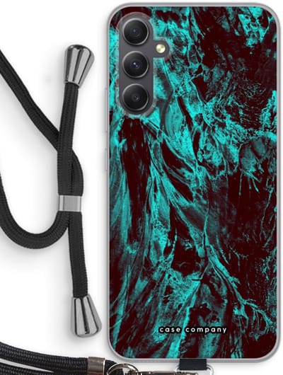 Case Company® - Hoesje met koord geschikt voor Samsung Galaxy A34 hoesje met Koord - Ice Age - Telefoonhoesje met Zwart Koord - Bescherming aan alle Kanten en Over de Schermrand