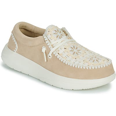 HEYDUDE - Wendy Comf Suede Crochet Dames Instappers Irish Cream/Multi - Maat 36