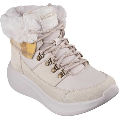 Skechers Enkelhoge laarzen voor dames met imitatiebontrand uit de ‘On The Go’-collectie (Natuurlijk)