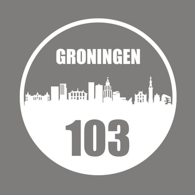 Groningen sticker met eigen huisnummer