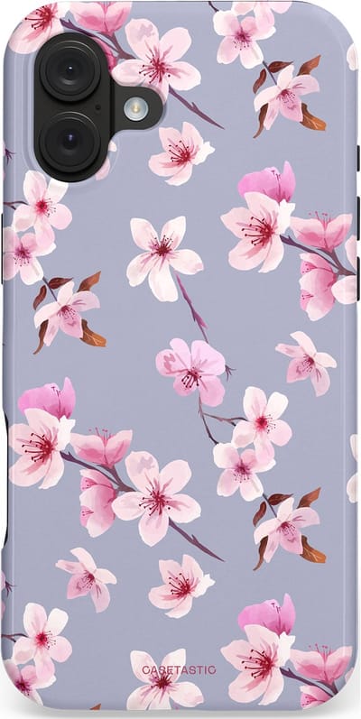 Casetastic hoesje geschikt voor Apple iPhone 16 Plus - MagSafe - Dubbellaagse bescherming - Bloemsem Bries - Fashion Case - Zilver Lichtroze Lila