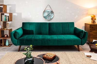 Retro slaapbank Fluweelstof smaragdgroen 220 cm 3-zitsbank met bedfunctie