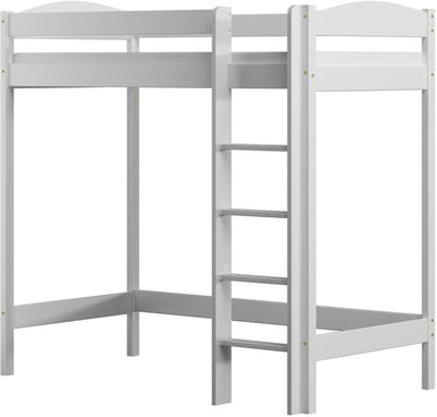 Need Sleep - Hoogslaper 90x200 - Loftbed 180 cm hoog - Met ladder en valbeveiliging - Massief houtenen - Wit