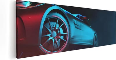 Artaza Canvas Schilderij Sportauto - 60x20 cm - Muurdecoratie Auto - Wanddecoratie Woonkamer - Schilderijen Op Canvas Velg