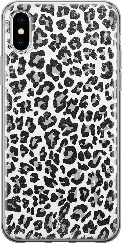 Casimoda® hoesje - Geschikt voor iPhone Xs Max - Luipaard Grijs - Siliconen/TPU telefoonhoesje - Backcover - Luipaardprint - Grijs
