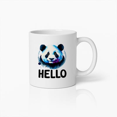 Schattige Panda Hello Mok 330ml – Dierenliefhebber Koffiebeker – Grappig Cadeau voor Vrienden, Familie & Collega’s
