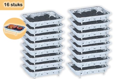 Wegwerpbarbecue 16 stuks – Instant BBQ met 600g Houtskool – Gebruiksklare Barbecue voor Camping, Park en Strand