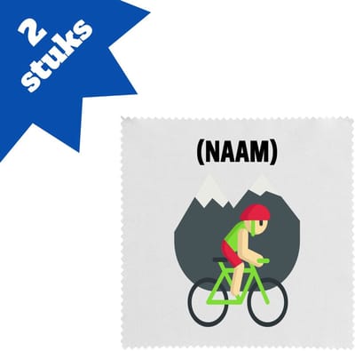 Akyol - mountainbike met eigen naam brillendoekjes - Sport - mountainbiker - sport - 17,8 bij 17,8 cm - 2 stuks
