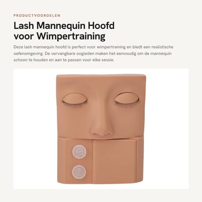 Dailygoods- Mannequin Hoofd Hoge Simulatie - Oefenhoofd - Vervangbare Oogleden - Herbruikbaar PVC - Eenvoudig te Reinigen - Geschikt voor Make-up en Wimpertraining - Wimperdummy