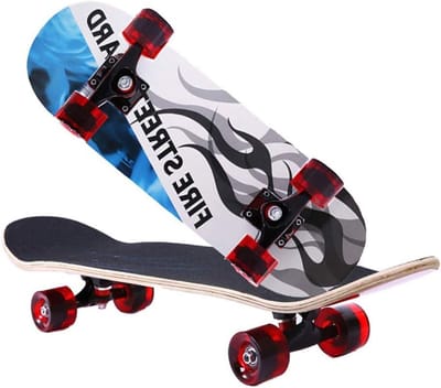 Compleet Skateboard - Trickboard - Stunts Uitvoeren - Dubbel Kicktail Ontwerp - 80 cm - Zwart