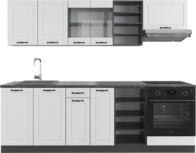 Vicco R-Line Complete keukeneenheid – 240 cm zonder werkblad Landhuis wit/antraciet