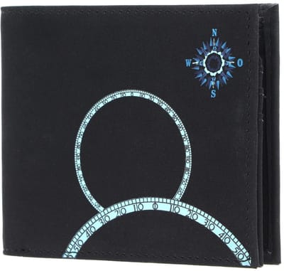 oxmox portemonnee New Cryptan Querscheinbörse Windrose Print Cyan Black zwart