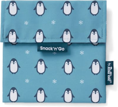 Snack'n'Go Pinguïn - Herbruikbaar Boterhamzakje en Snackverpakking - Sluiting met klittenband - BPA-vrij - Waterdichte binnenlaag - Wasbaar tot 60°C