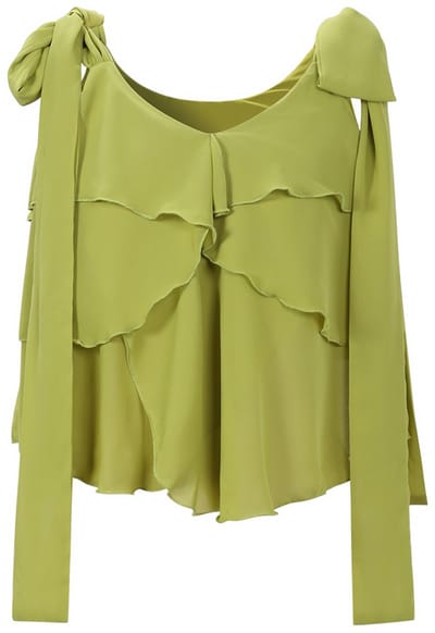 Gimme - Ruffle Me Top – Elegante Top met Ruches – Modieus Geweven Shirt voor een Stijlvolle Look - S - Groen
