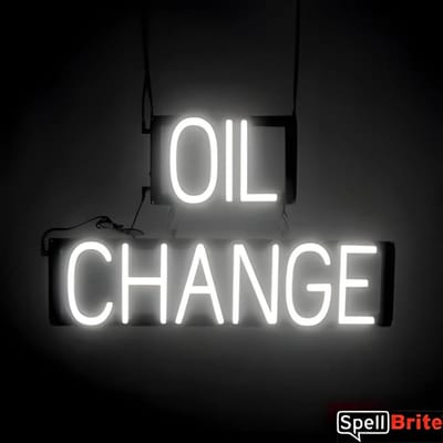 OIL CHANGE - Lichtreclame Neon LED bord verlicht | SpellBrite | 63 x 38 cm | 6 Dimstanden - 8 Lichtanimaties | Reclamebord neon verlichting