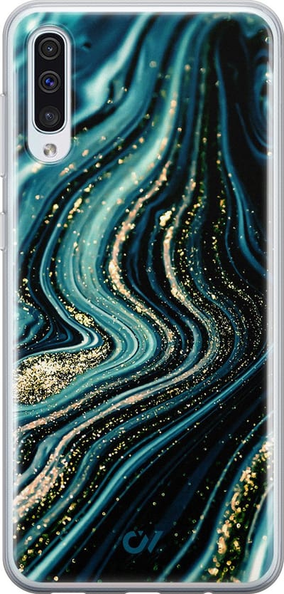 Hoesje geschikt voor Samsung Galaxy A50 - Blue Marble Waves - - Blauw - Soft Case Telefoonhoesje - TPU Back Cover - Casevibes