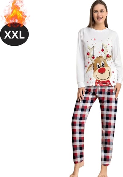 Bovista Kerst Pyjama - Dames - Kerstpyjama - Vrouwen - Slaapkleding Volwassenen - Set - Broek - Shirt - Christmas - Maat XXL