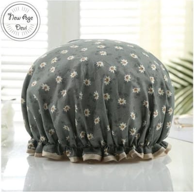 2  x Dikke Douche muts - Shower Cap - Margriet Blauw Grijs - Waterdicht - BadMuts - Dubbele Laag - Douchemuts Haar Cover Bedekking - Vrouwen Benodigdheden DoucheCap Badkamer Accessoires